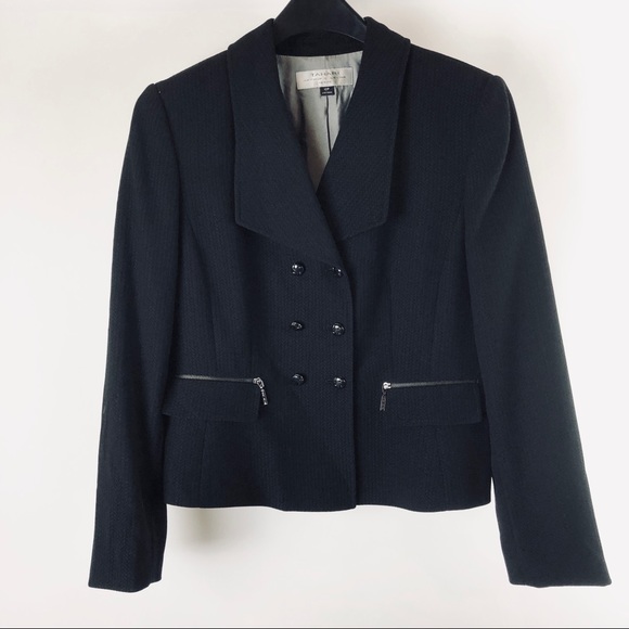 Tahari black cropped herringbone blazer - Picture 3 of 8